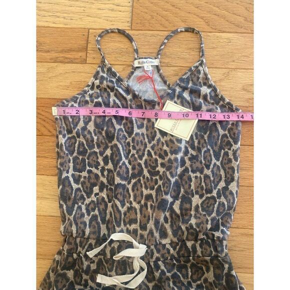 NWT Rolla Coster women's animal leopard print tied waist racerback romper small - Picture 4 of 9